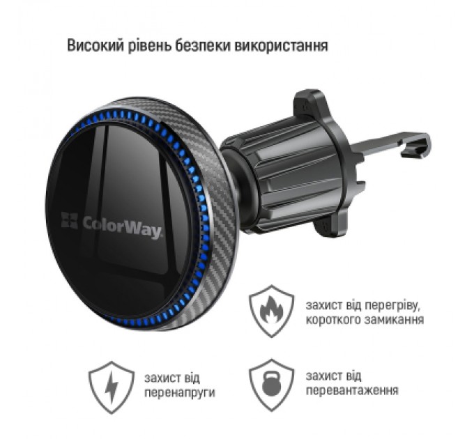 ColorWay Універсальний автотримач ColorWay MagSafe 360° Air Vent 15W Black (CW-CHMW041Q-BK)