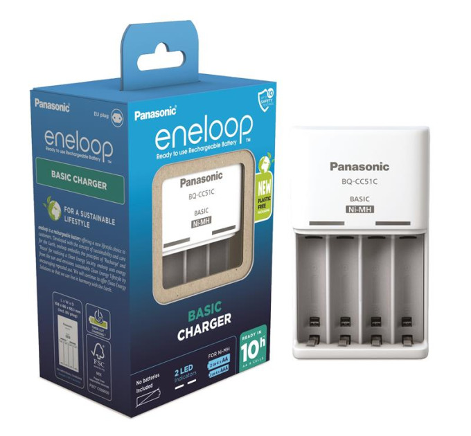 Panasonic Зарядний пристрій для акумуляторів Panasonic Basic Charger New (BQ-CC51E)