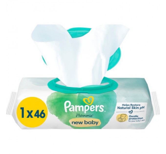 Pampers Дитячі вологі серветки Pampers Harmonie New baby 46 шт (8006540815885)