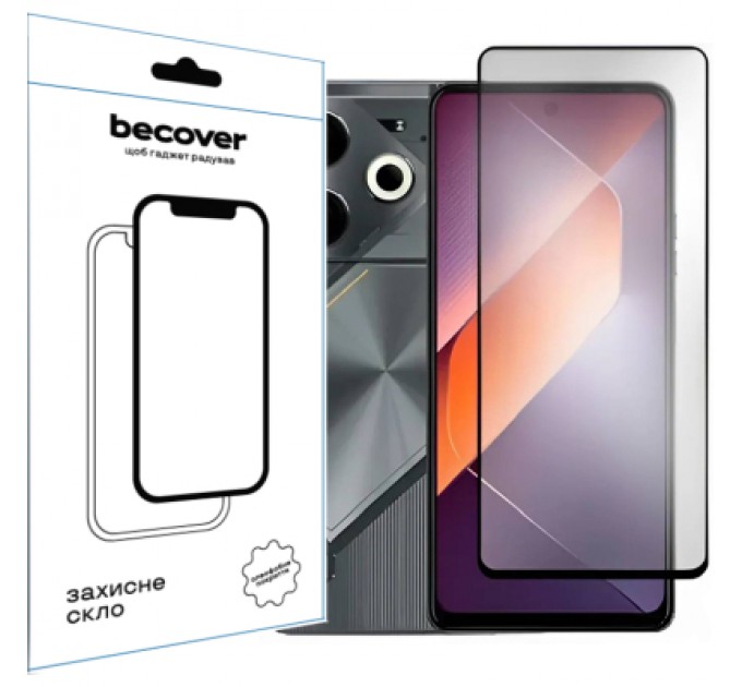 BeCover Скло захисне BeCover Tecno POVA 6 (LI7) Black (711580)