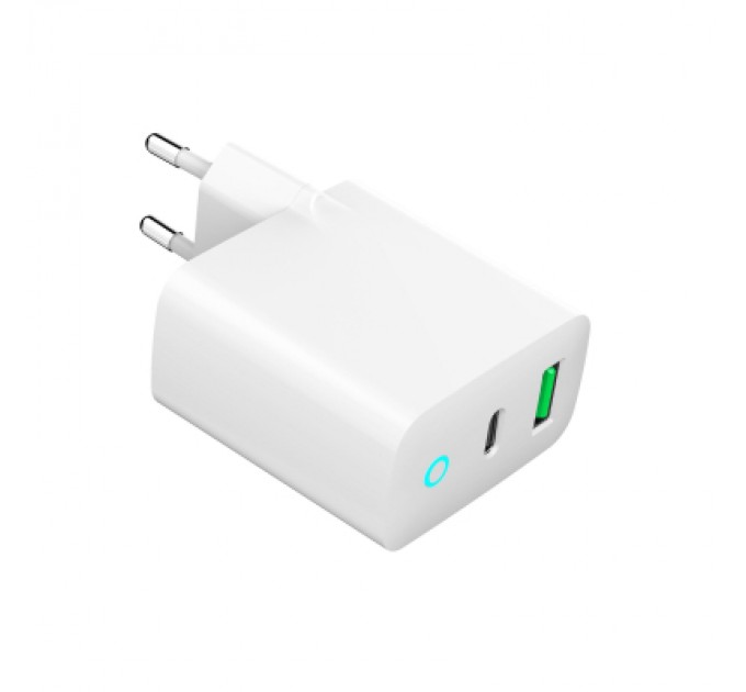 Gembird Зарядний пристрій Gembird 1xUSB-A + 1 Type-C (PD20Вт + QC3.0 18Вт) white (TA-UC-PDQC20L-W-01)