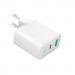 Gembird Зарядний пристрій Gembird 1xUSB-A + 1 Type-C (PD20Вт + QC3.0 18Вт) white (TA-UC-PDQC20L-W-01)