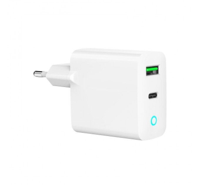 Gembird Зарядний пристрій Gembird 1xUSB-A + 1 Type-C (PD20Вт + QC3.0 18Вт) white (TA-UC-PDQC20L-W-01)