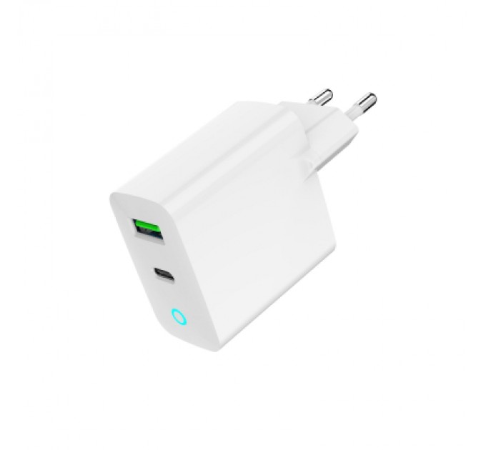 Gembird Зарядний пристрій Gembird 1xUSB-A + 1 Type-C (PD20Вт + QC3.0 18Вт) white (TA-UC-PDQC20L-W-01)