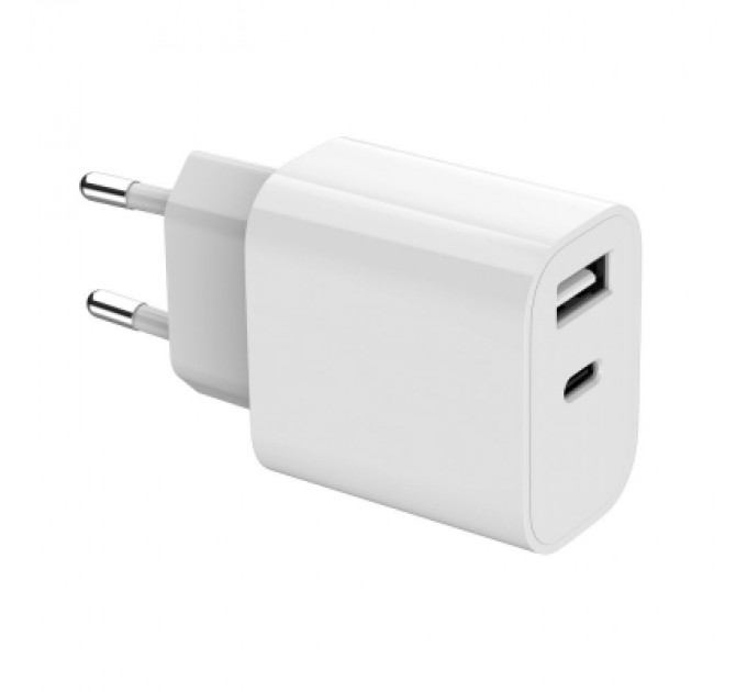 Gembird Зарядний пристрій Gembird 1xUSB-A+1xUSB-C 5V/2.4A (12W) white (TA-UC-2AC12-01)