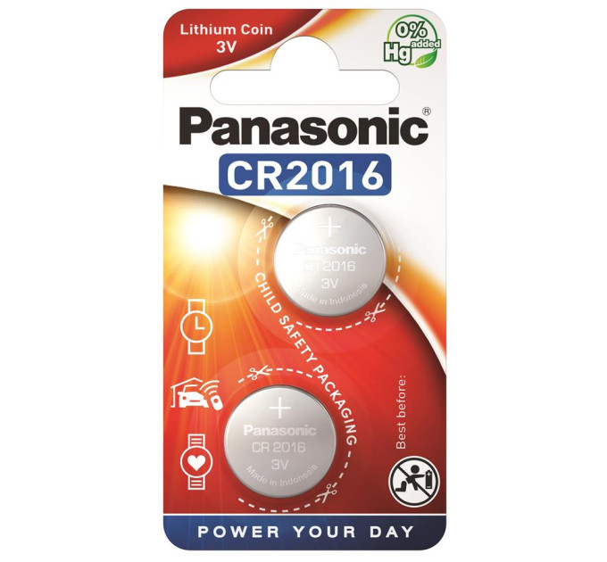 Panasonic Батарейка Panasonic CR 2016 * 2 LITHIUM (CR-2016EL/2B)
