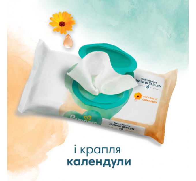 Pampers Дитячі вологі серветки Pampers Harmonie Protect&Care з календулою 24 пачки х 44 шт (8700216250603)