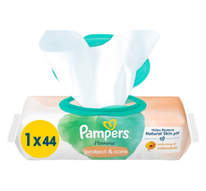 Pampers Дитячі вологі серветки Pampers Harmonie Protect&Care з календулою 44 шт (8700216250641)