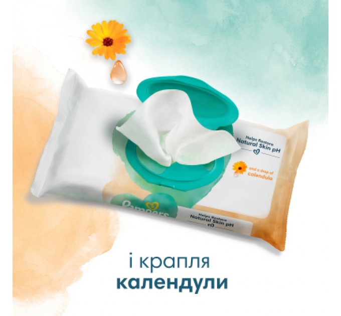 Pampers Дитячі вологі серветки Pampers Harmonie Protect&Care з календулою 44 шт (8700216250641)