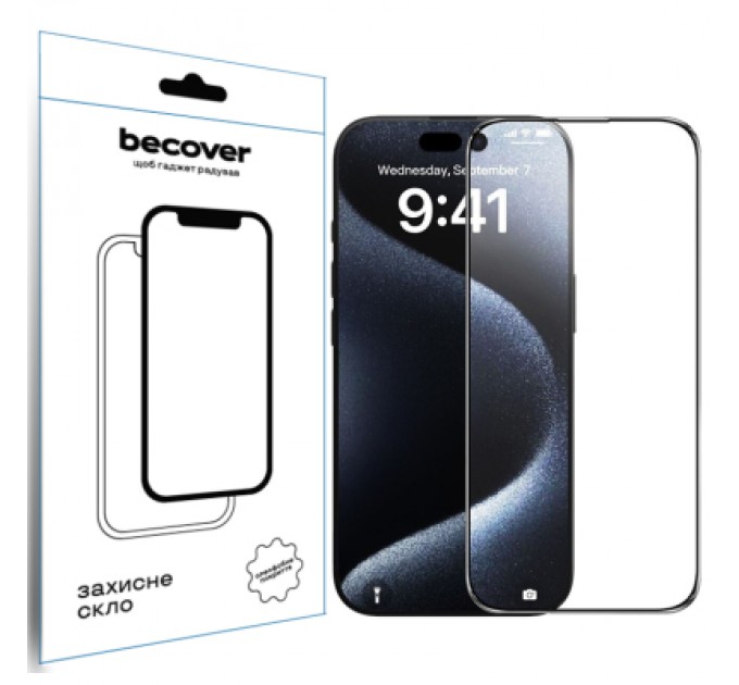 BeCover Скло захисне BeCover Apple iPhone 16 Plus Black (712123)