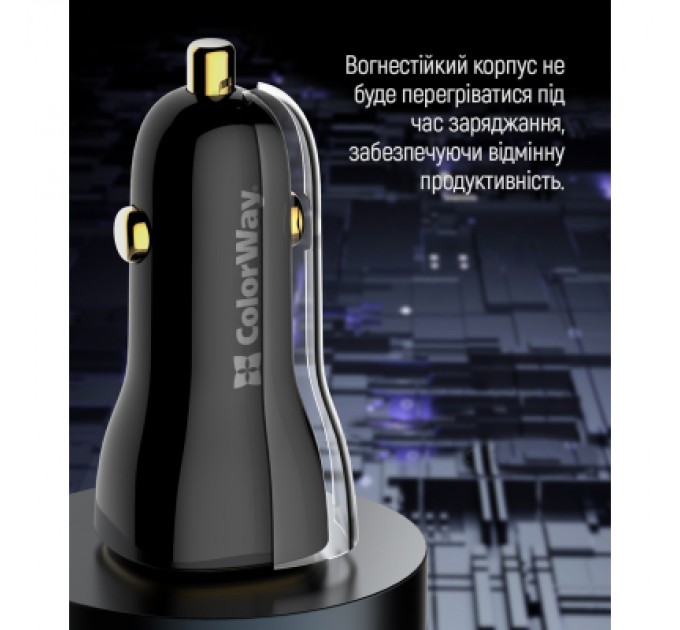 ColorWay Зарядний пристрій ColorWay PowerDelivery PPS USB (USB-A + USB-C) (60W) Black (CW-CHA046PD-BK)