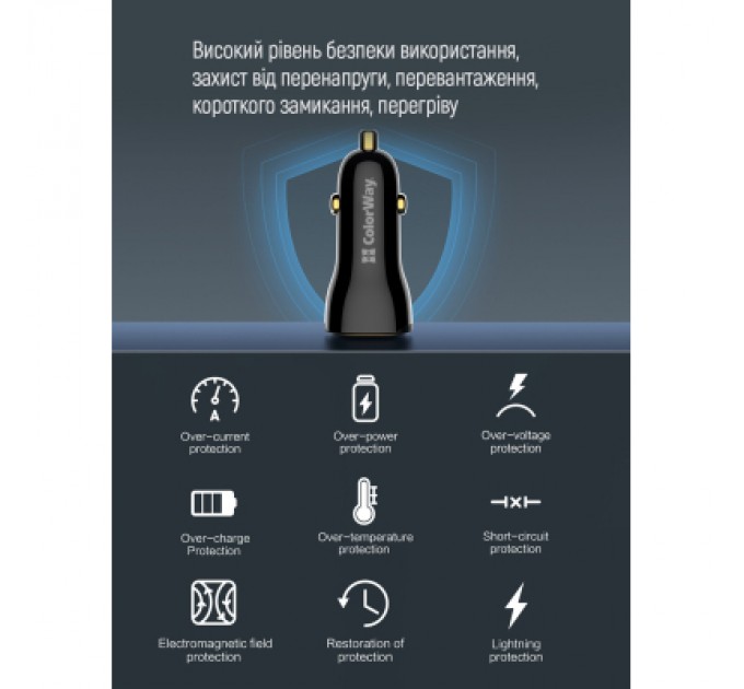 ColorWay Зарядний пристрій ColorWay PowerDelivery PPS USB (USB-A + USB-C) (60W) Black (CW-CHA046PD-BK)