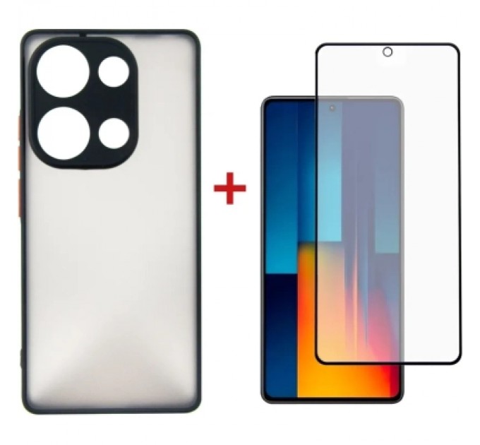 Dengos Чохол до мобільного телефона Dengos POCO M6 Pro 4G Matte + glass (Black) (DG-KM-111)