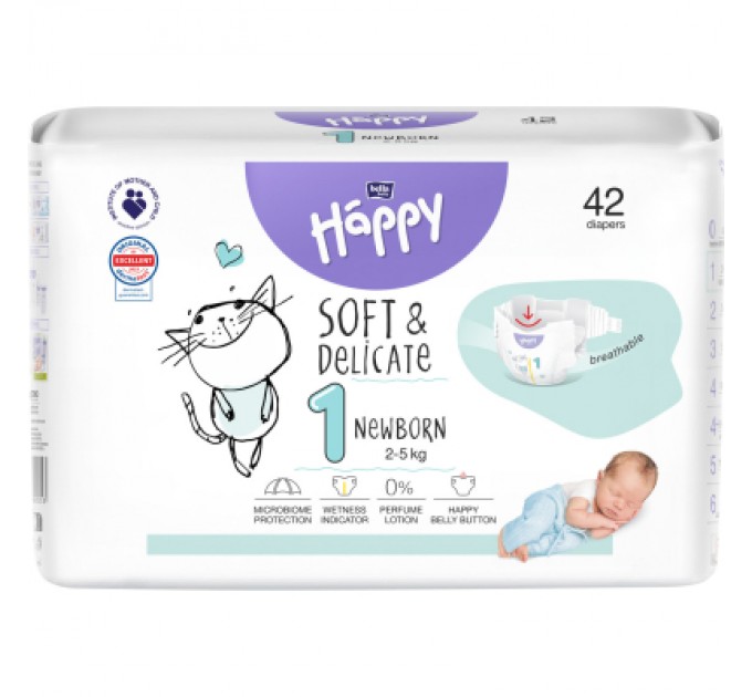 Bella Підгузки Bella Happy Soft & Delicate Newborn 2-5 кг 42 шт (5900516605339)