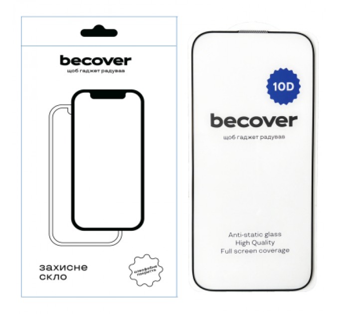 BeCover Скло захисне BeCover Apple iPhone 16 Pro 10D Black (712323)
