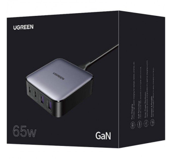 Ugreen Зарядний пристрій Ugreen 4xUSB 65W (2хUSB-C+2xUSB-A) Gan CD327 (90747)