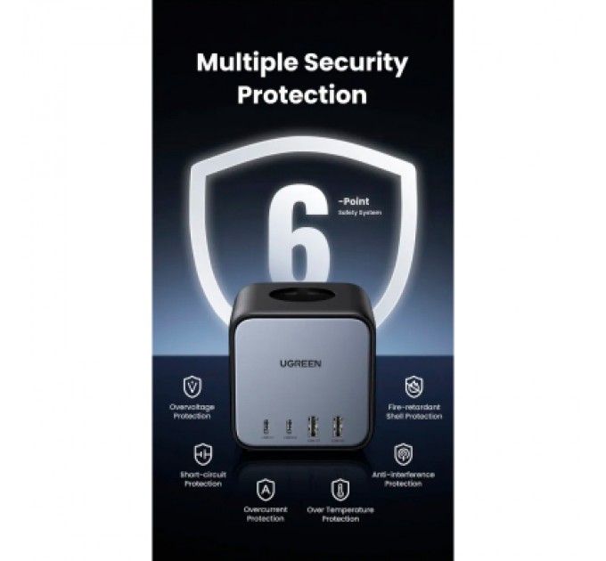 Зарядний пристрій Ugreen 4xUSB 65W DigiNest Cube (2хUSB-C+2xUSB-A) CD268 (60113)
