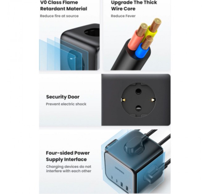 Зарядний пристрій Ugreen 4xUSB 65W DigiNest Cube (2хUSB-C+2xUSB-A) CD268 (60113)