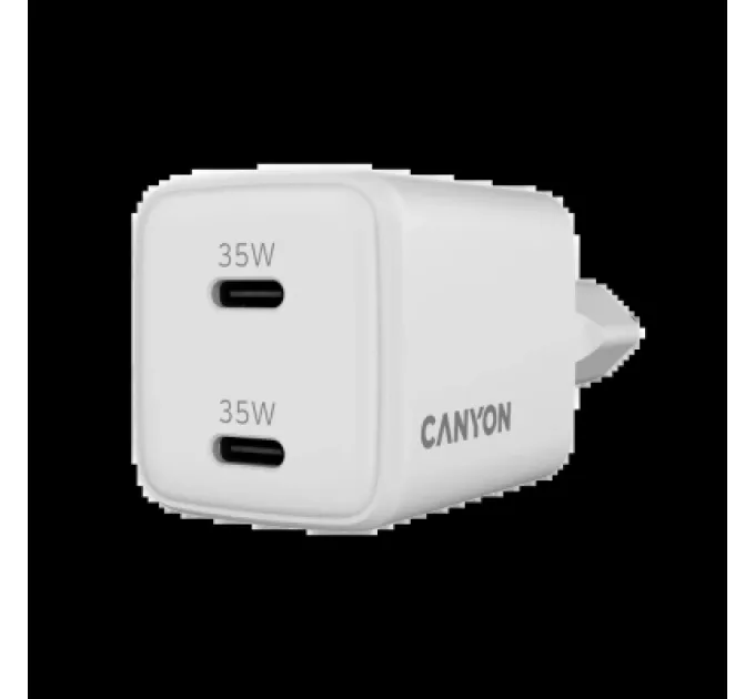 Canyon Зарядний пристрій Canyon CU35CC GaN 35W 2xPD EU White (CNS-CUW35CC)
