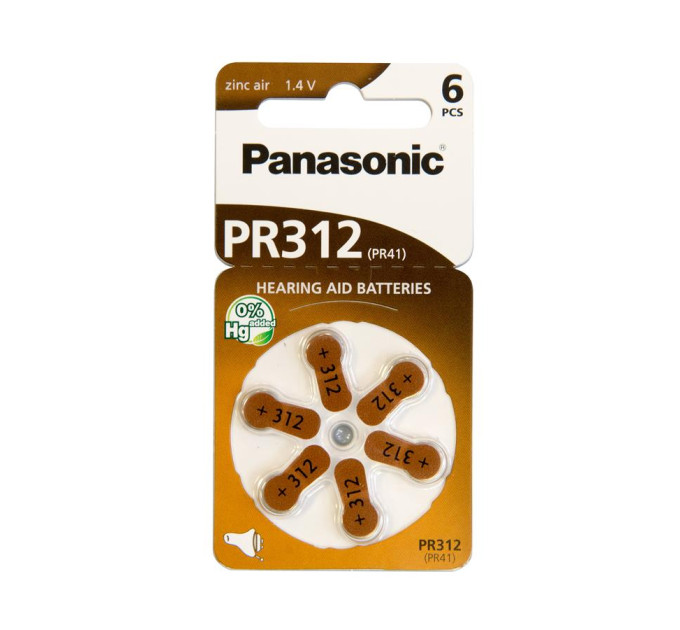 Panasonic Батарейка Panasonic PR41 / PR312 (1.4V) * 6 (PR-312/6LB)