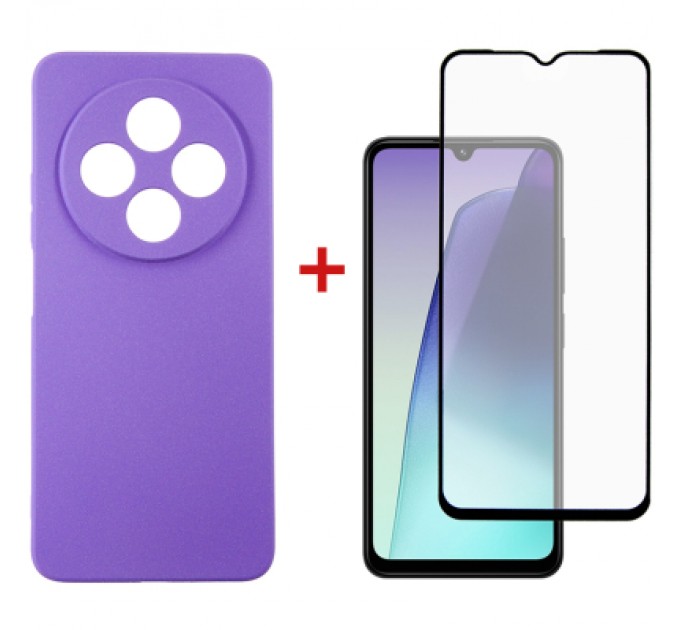 Dengos Чохол до мобільного телефона Dengos Xiaomi Redmi 14C Carbon + glass (Purple) (DG-KM-121)