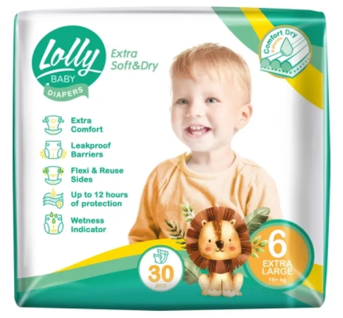 Lolly Підгузки Lolly Soft Extra Large 6 16+ кг 30 шт (4820174981280)