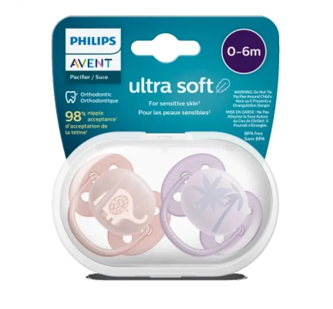 Philips AVENT Пустушка Philips AVENT Ultra Soft ультрам'яка 0-6 міс. 2 шт (SCF091/09)