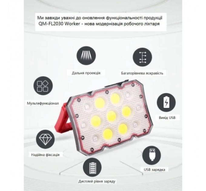 Ліхтар Quantum worklight Worker 15W COB+LED з функ Power Bank (QM-FL2030)