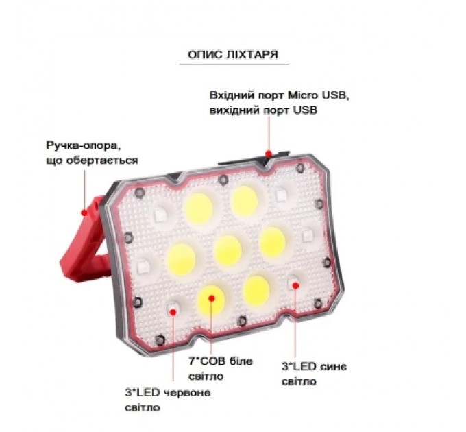 Ліхтар Quantum worklight Worker 15W COB+LED з функ Power Bank (QM-FL2030)