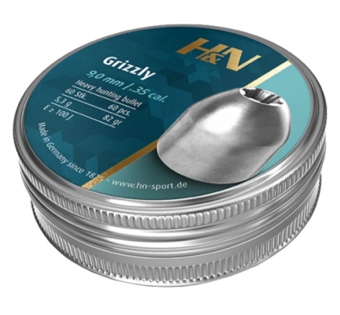 H&N Пульки H&N Grizzly 9 мм 5.3 г 60 шт/уп (96335608202)