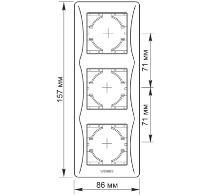 Videx Рамка Videx BINERA чорний графіт 3 поста (VF-BNFR3V-BG)