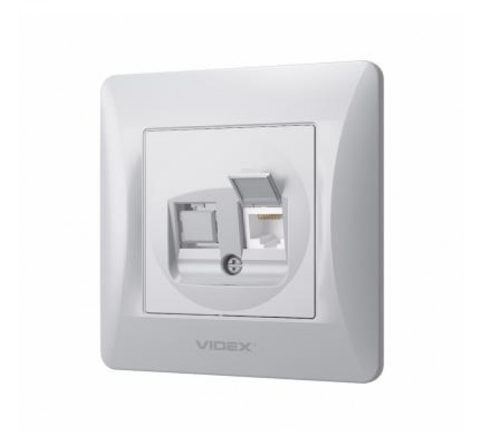 Комп'ютерна розетка Videx BINERA CAT6 одинарна сереб (VF-BNSK1PC6-SS)