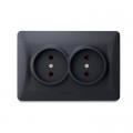 Videx Розетка Videx BINERA 2ая черн (VF-BNSK2-BG)