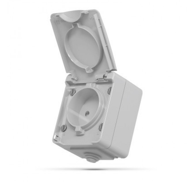 Videx Розетка Videx BINERA IP65 зовнішня 1ая сіра (VF-BNW21-G)