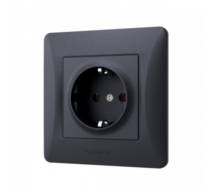 Розетка Videx BINERA 1ая із заземленням черн (VF-BNSK1G-BG)