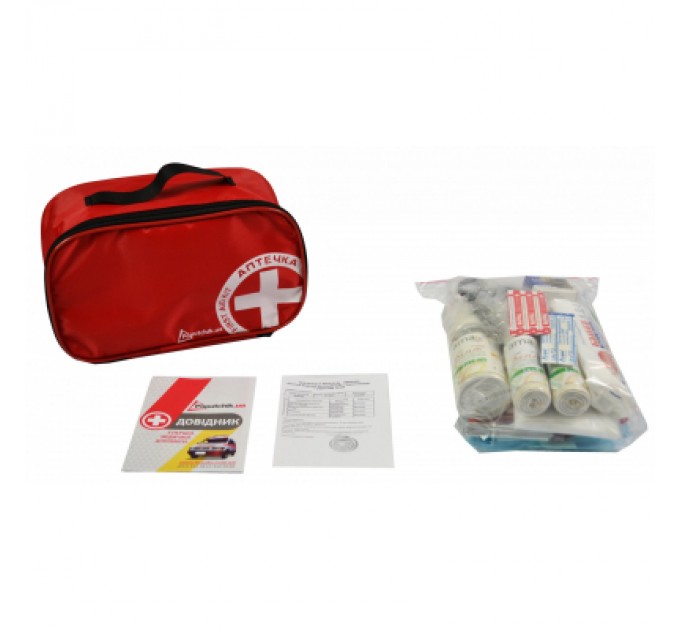 Poputchik Автомобільна аптечка Poputchik "Євростандарт" футляр м'який червоний (02-035-М)