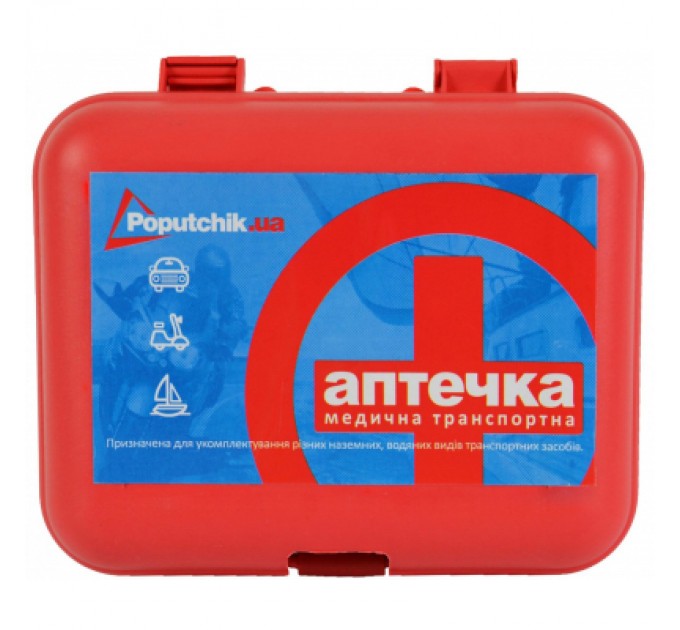 Poputchik Автомобільна аптечка Poputchik згідно ТУ футляр пластиковий червоний 165х135х65 (02-003-П)