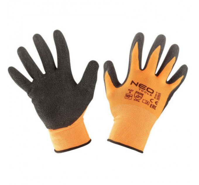 Neo Tools Захисні рукавиці Neo Tools робочі, поліестер з латексним покриттям, р. 10 (97-641-10)
