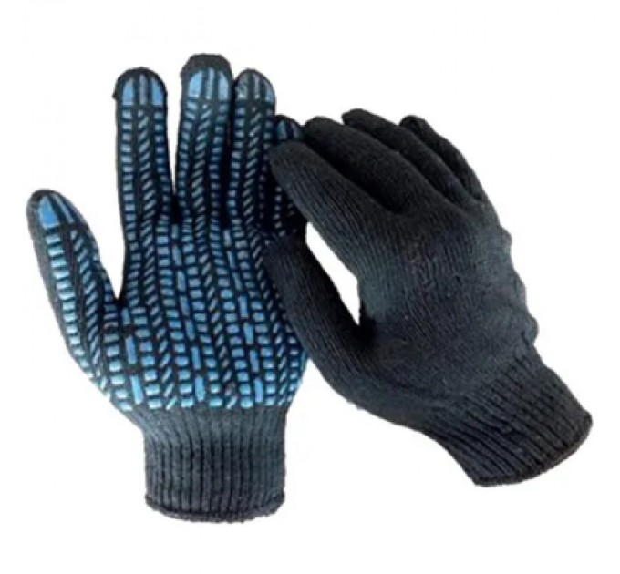 Захисні рукавиці Werk ХБ чорні, сині "квадрати" (WE2122)