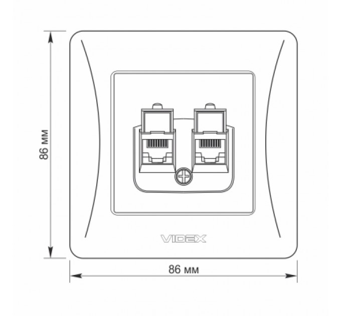 Комп'ютерна розетка Videx BINERA CAT6 + CAT6 подвійна кремова (VF-BNSK2PC6-CR)