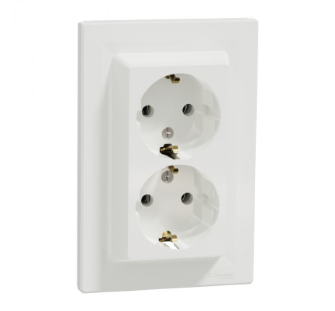 Розетка Schneider Electric ASFORA із заземленням подвійна біла 16А (EPH9900121)