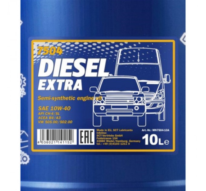 Mannol Моторна олива Mannol DIESEL EXTRA 10л 10W-40 (MN7504-10)