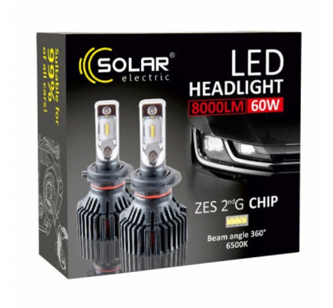 SOLAR Автолампа SOLAR H11 12/24V 6500K 8000Lm 60W ZES Chip (8311)