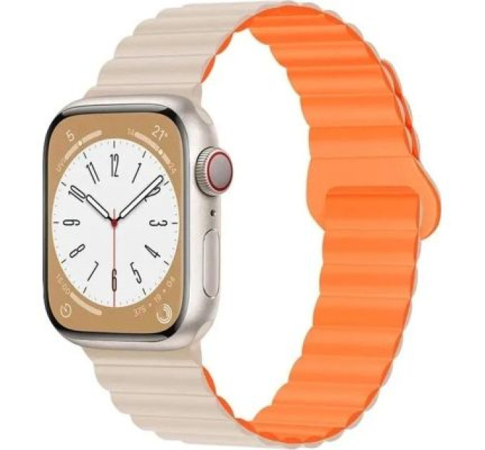Drobak Ремінець до смарт-годинника Drobak Silicone Magnetic Link для Apple Watch All Series 38/40/41mm Starlight orange (898924)