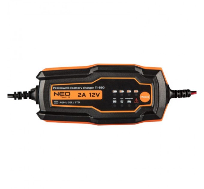 Neo Tools Зарядний пристрій для автомобільного акумулятора Neo Tools 2А/35Вт, 4-60Ач, для кислотних/AGM/GEL (11-890)