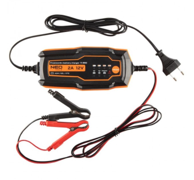 Neo Tools Зарядний пристрій для автомобільного акумулятора Neo Tools 2А/35Вт, 4-60Ач, для кислотних/AGM/GEL (11-890)