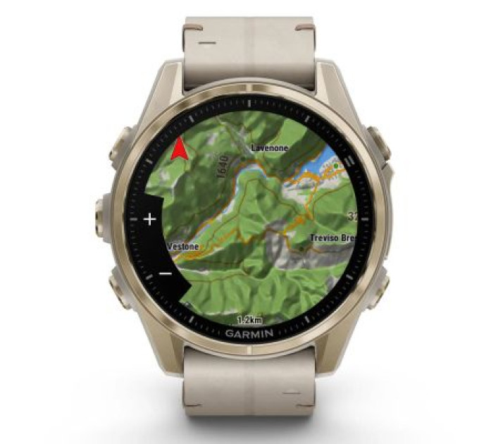 Garmin Смарт-годинник Garmin fenix 8 43mm, AMOLED, Saph, SftGldSS/FogGryLeatherBnd, Excl, GPS (010-02903-40)