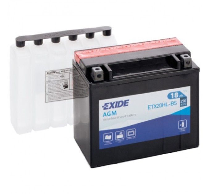 Акумулятор автомобільний EXIDE AGM 18Ah Ев (-/+) (270EN) (ETX20HL-BS)