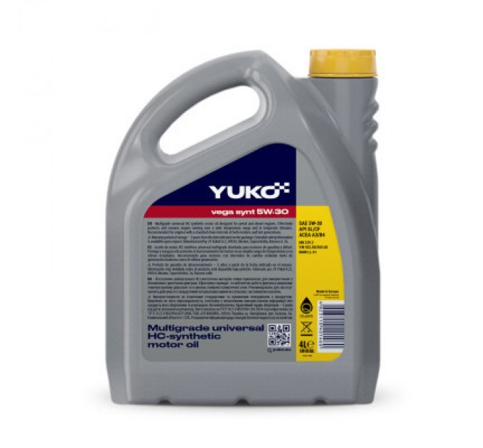 Yuko Моторна олива Yuko VEGA SYNT 5W-30 4л (4823110401460)