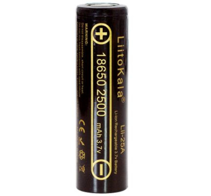 Liitokala Акумулятор 18650 2500mAh Li-Ion, (2450-2650mah), 3.7V (2.75-4.2V), Blac Liitokala (Lii-25A)
